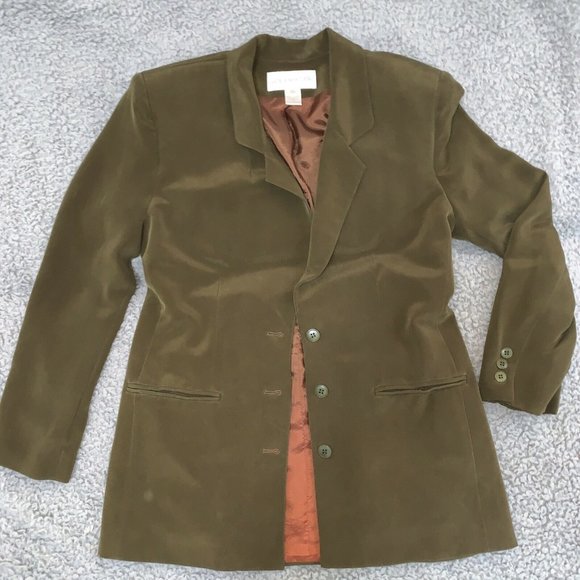 Vintage Jones New York 3 piece suit Green 100% Silk Skirt& Jacket 12 Skirt 6 - Picture 7 of 11